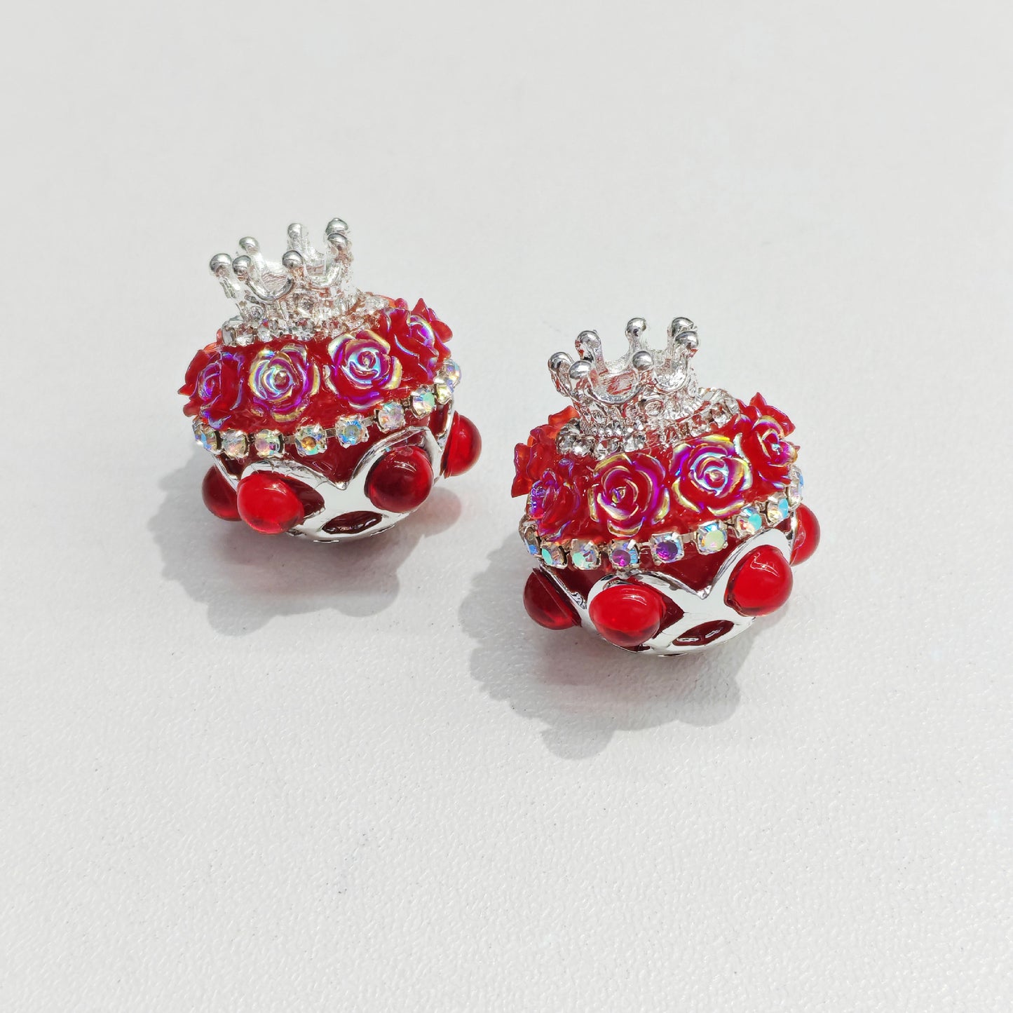 Pearl Small Flower Crown Diamond Ball Soft Clay Straight Hole Beads