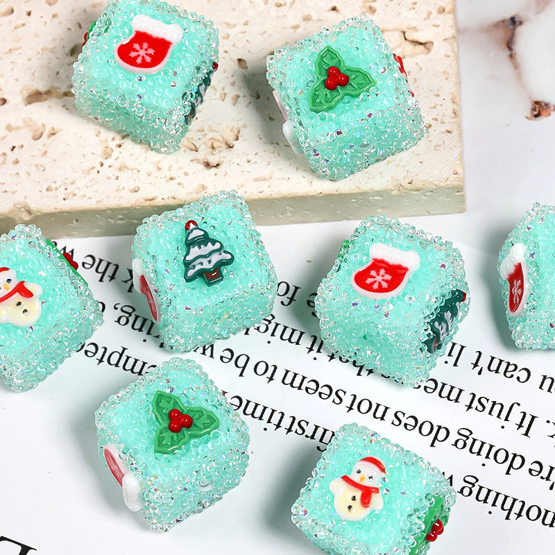 Christmas Rhinestone Sugar Square Beads