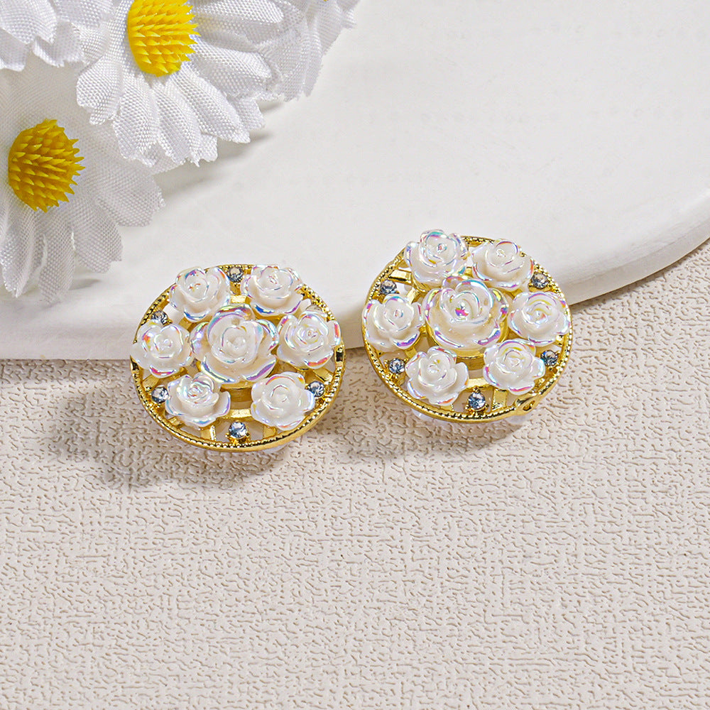 Round Double-Sided Resin Beads Gold and Silver Beads