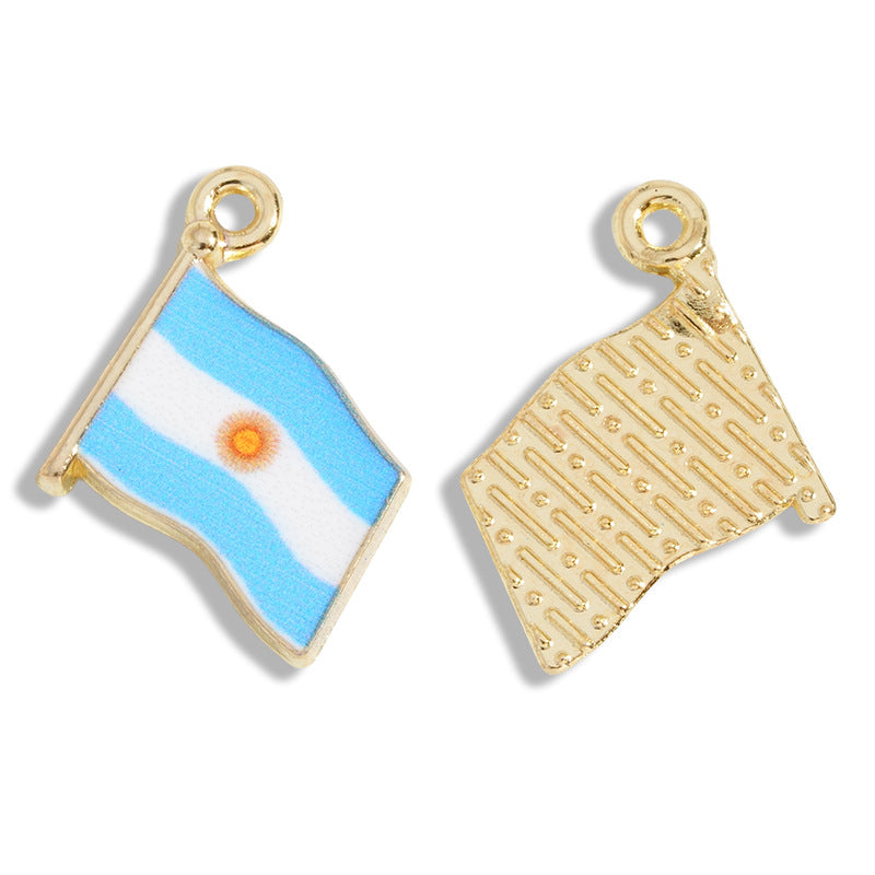 10 Pcs  Alloy World Flag Pendants，16*14mm