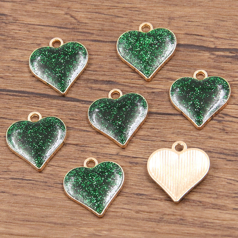 Golden Enamel Oil Drop Charm Heart Pentagram Moon Glitter Charms