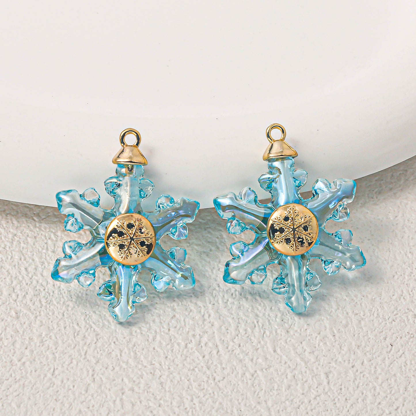 Mabe Transparent Snowflake Alloy Charm