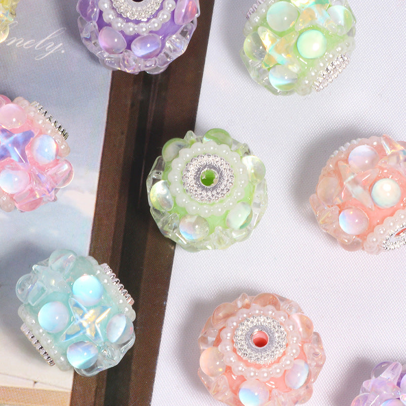 Jelly Color Star Colorful Transparent Straight Hole Loose Beads Beads