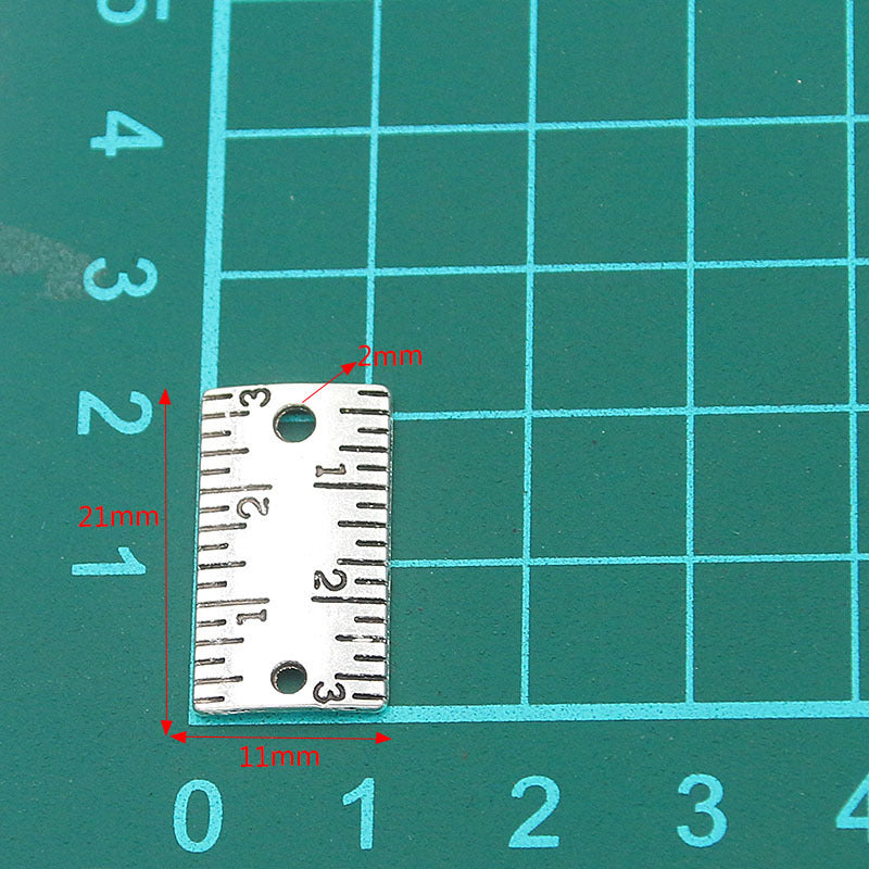 11X21mm Alloy Ruler Stationery Pendant