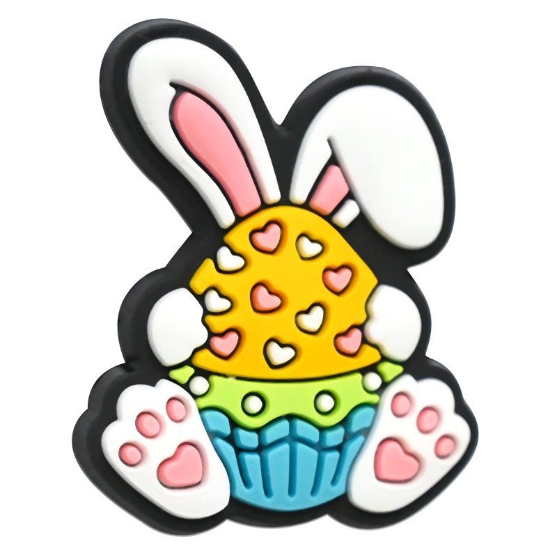 Cute Cartoon Easter Bunny Silicone Focal Beads