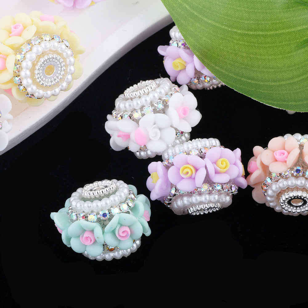Flower Beads Flower Flat Beads Round Barrel Drill Balls