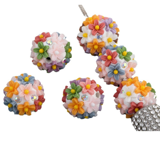 Flower Beads Secret Garden Flower Cluster Ball Drill Ball Pen-Through Straight Hole Beads