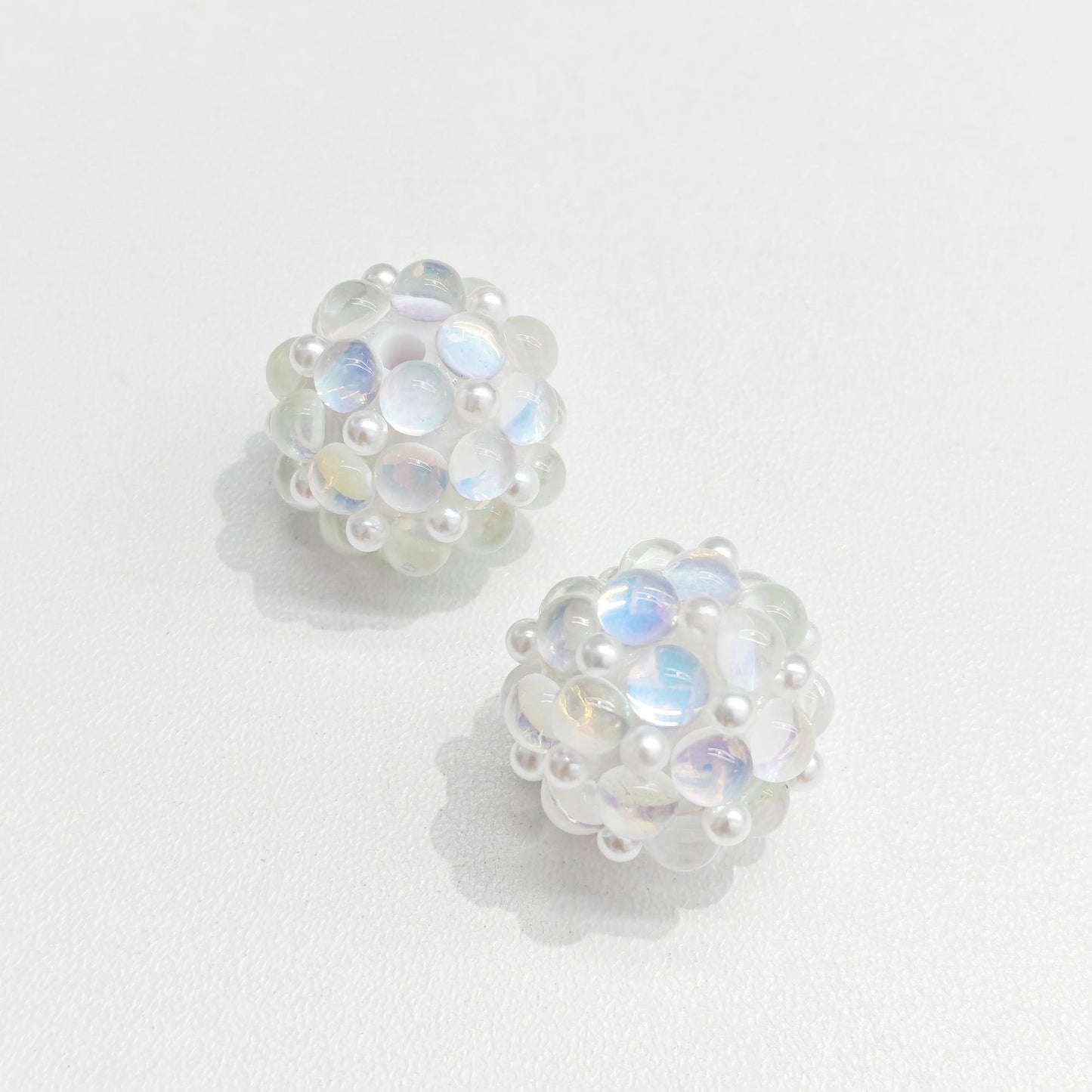 Straight Hole Cat Eye Pearl Flower Ball Beads