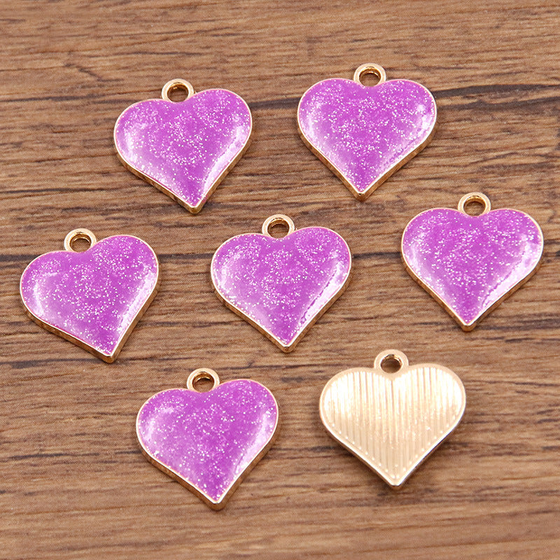 Golden Enamel Oil Drop Charm Heart Pentagram Moon Glitter Charms