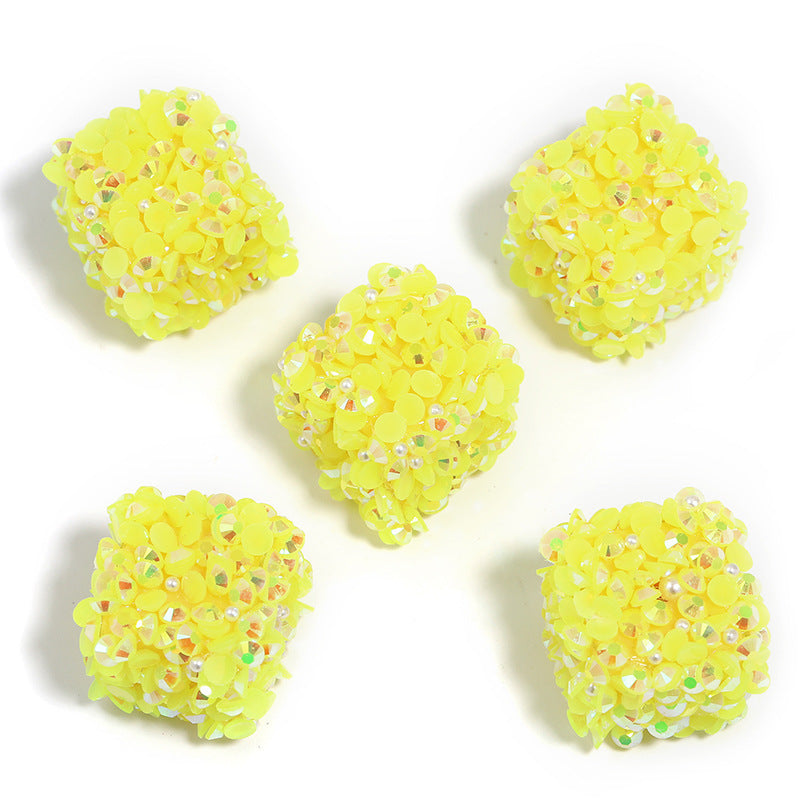 Colorful Resin Drill Soft Sugar Square Through-hole Beads