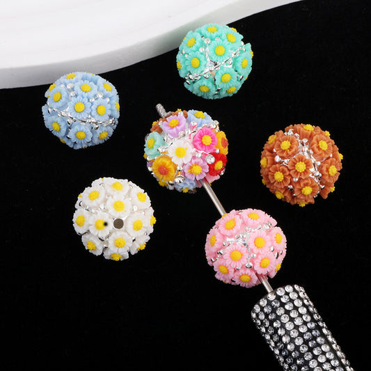 Sunflower Alloy Flower Cluster Ball Straight Hole Beads