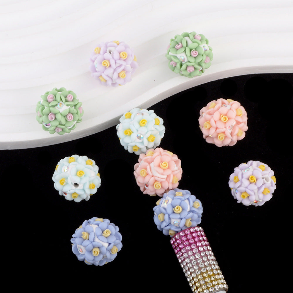 Simple Colorful Rose Ball Soft Clay Drill Ball Bead