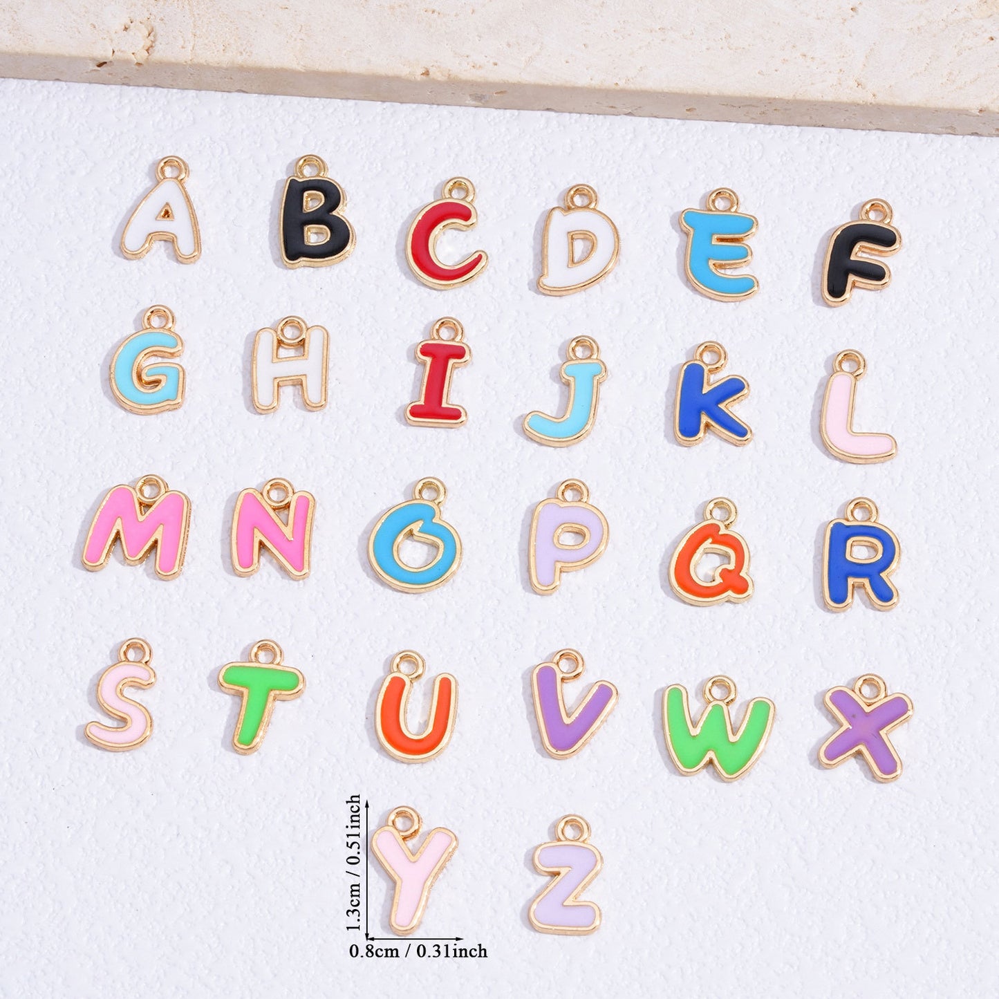 100 pcs Colorful Single-Sided Mixed Color 26 English Alphabet Pendants