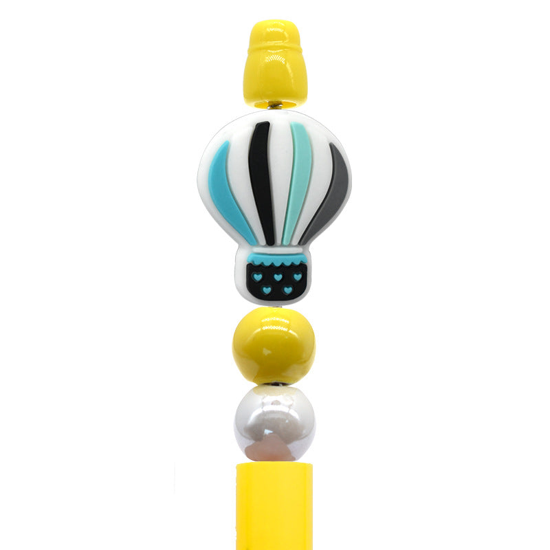 Student Stationery Colorful Beaded Pen Silicone Focal Beads
