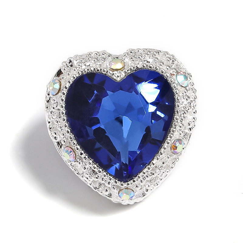 Colorful Oval Rhinestone Through-Hole Beads Heart-Shaped Beads