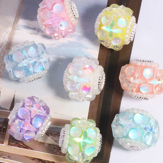 Jelly Color Star Colorful Transparent Straight Hole Loose Beads Beads