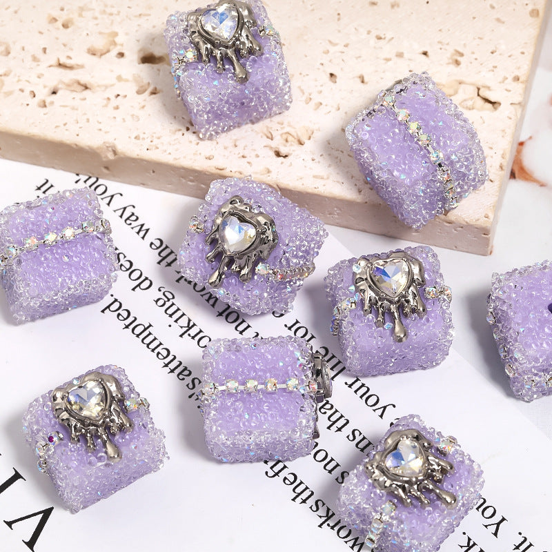 Heart-Shaped Soft Sugar Chain Drill Ball Square Through-Hole Bead