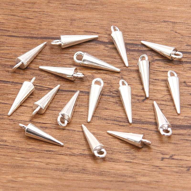 5 Colors 4*15mm DIY Zinc Alloy Accessories Smooth Cone Pendant Charm Keychain Bag Bracelet Accessories