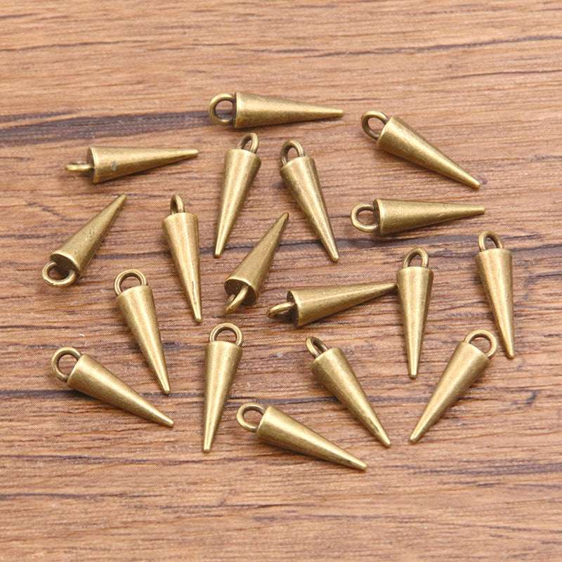 5 Colors 4*15mm DIY Zinc Alloy Accessories Smooth Cone Pendant Charm Keychain Bag Bracelet Accessories