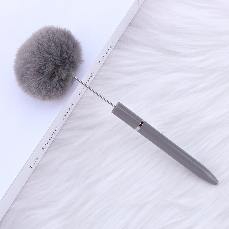 Long Fluffy Beaded Pen Ins Macaron Color Fluffy Rotating Ballpoint Pen