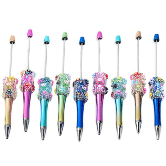DIY Beaded Pen Cartoon Cat's Paw Ballpoint Pen Starry Granulated Sugar Pen