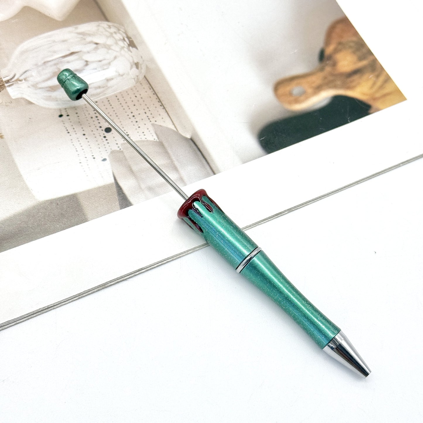 Blood Print Beaded Pen Fun Hand-painted Rotating Cute Pen