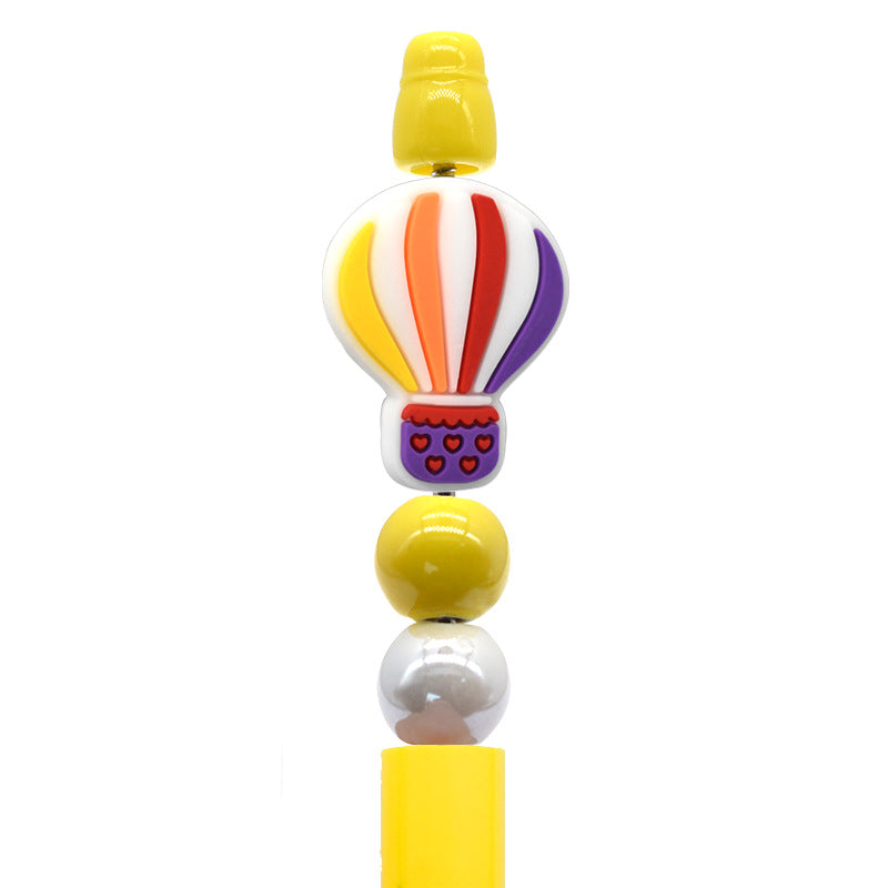 Student Stationery Colorful Beaded Pen Silicone Focal Beads