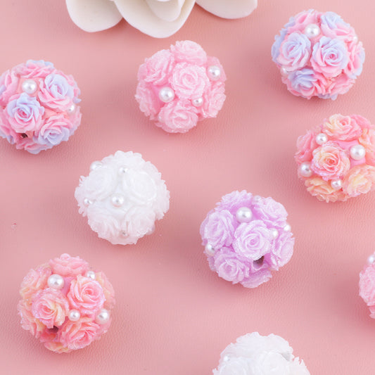 Pearl Rose Flower Luminous Flower Ball Can Be Inserted Straight Hole Beads