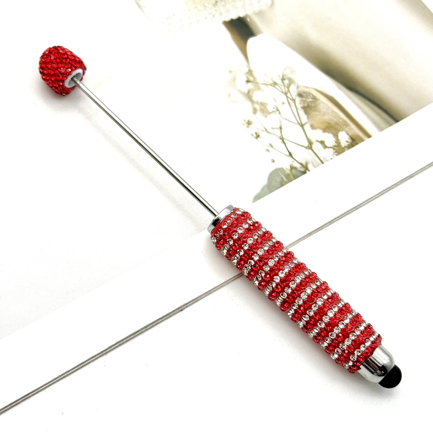 Touch screen Striped Full Diamond Beaded Pen
