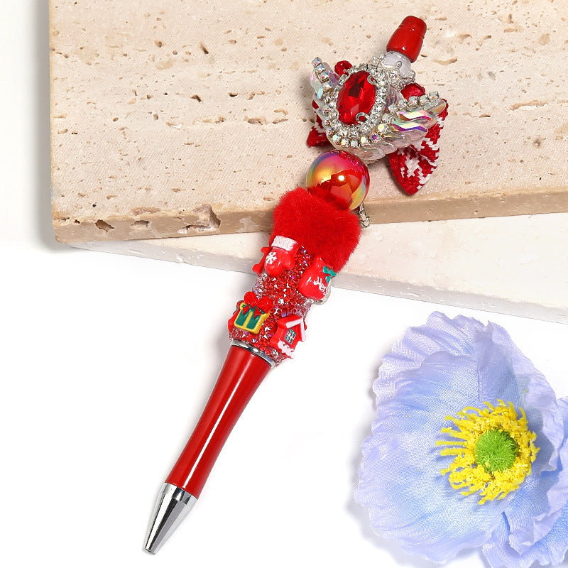 Christmas Flower Stringed Pearls Pen