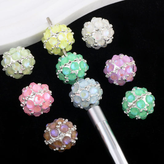 Flower Beads Mocha Diamond Alloy Beads Drill Balls Pen-Drillable Straight Hole Beads