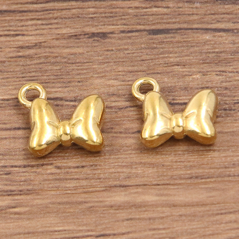 4 Styles 2 Colors Stainless Steel Gold Vacuum Plating Charm Bowknot Hat Heart Pendant