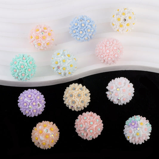 Five-Petal Flower Irregular Flower Bud with Rhinestones and Rhinestone Ball
