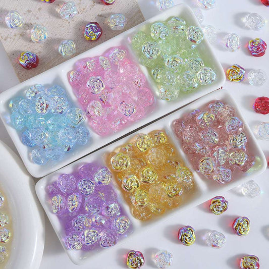 Rose Glass Straight Hole beadable beads