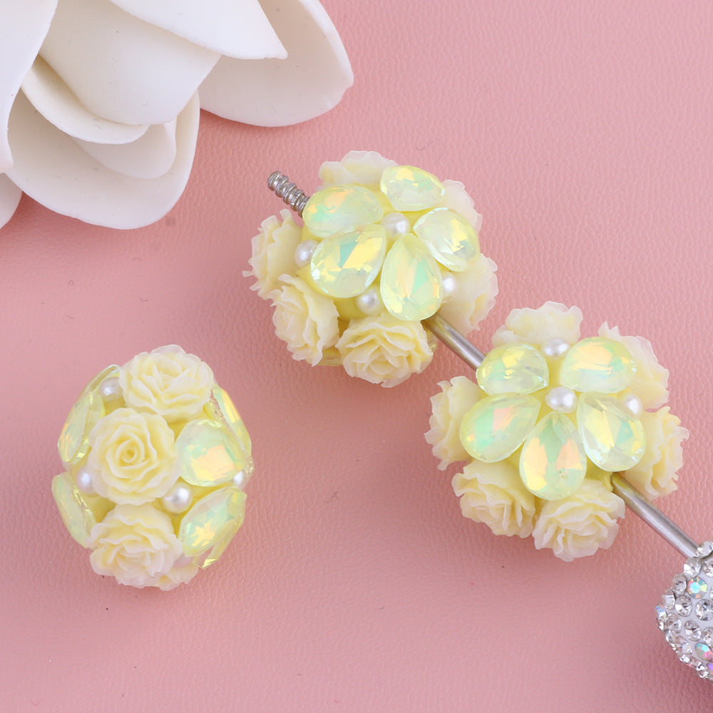 Rose Zircon Water Drop Five Petal Flower Diamond Ball