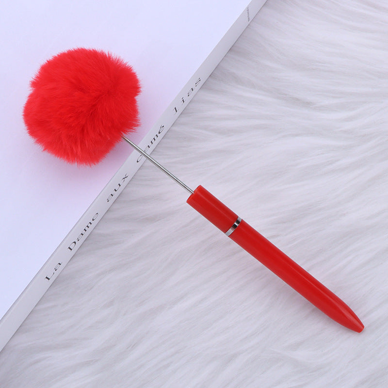 Long Fluffy Beaded Pen Ins Macaron Color Fluffy Rotating Ballpoint Pen