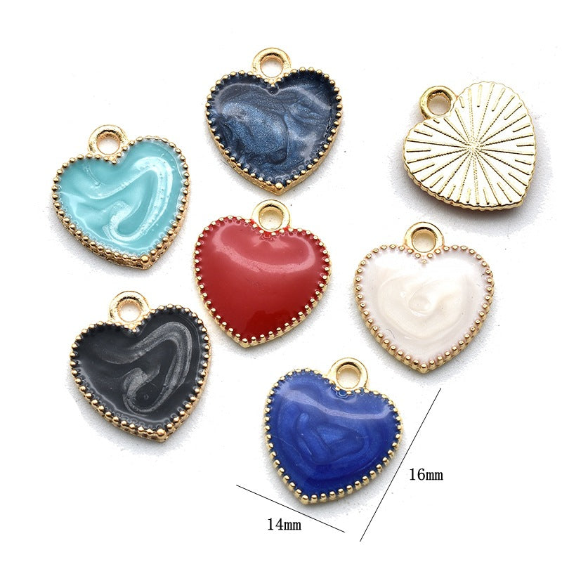 Multicolor Valentine's Day Heart Oil Drop Pendant Handmade