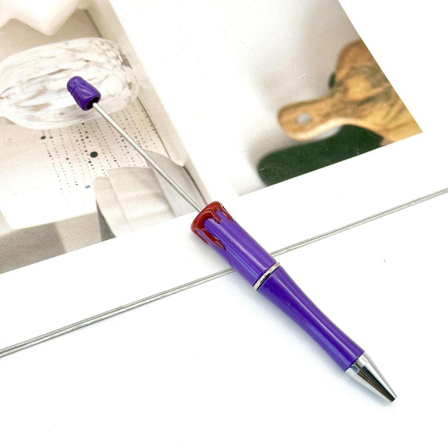 Blood Print Beaded Pen Fun Hand-painted Rotating Cute Pen
