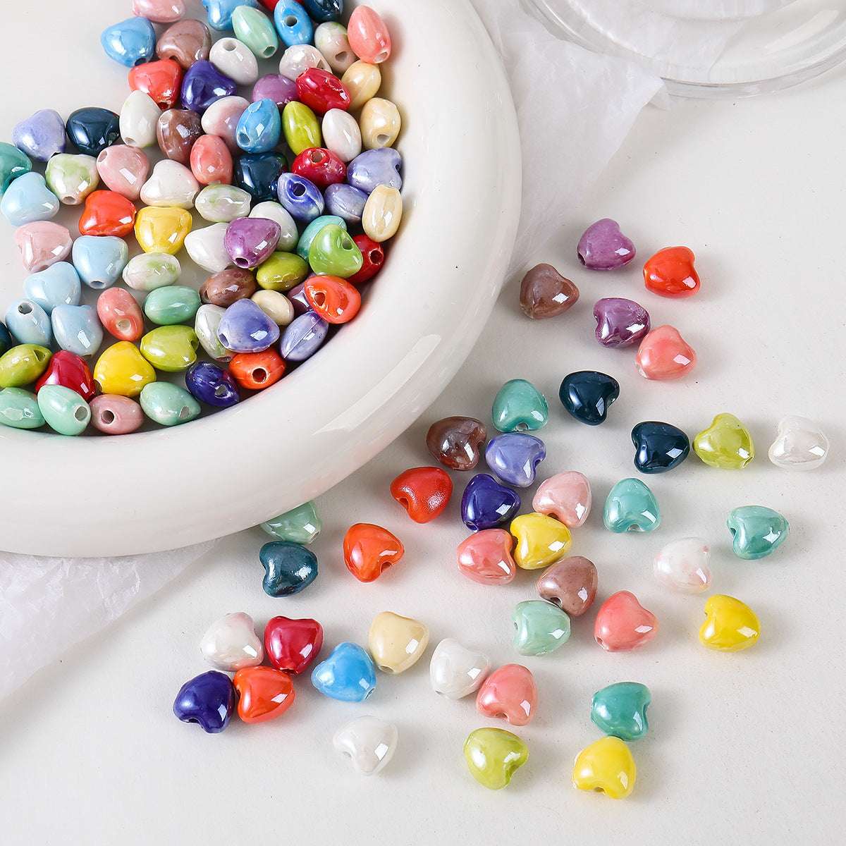 Ceramic Color-Plated 10mm Heart-Shaped Ceramic beads