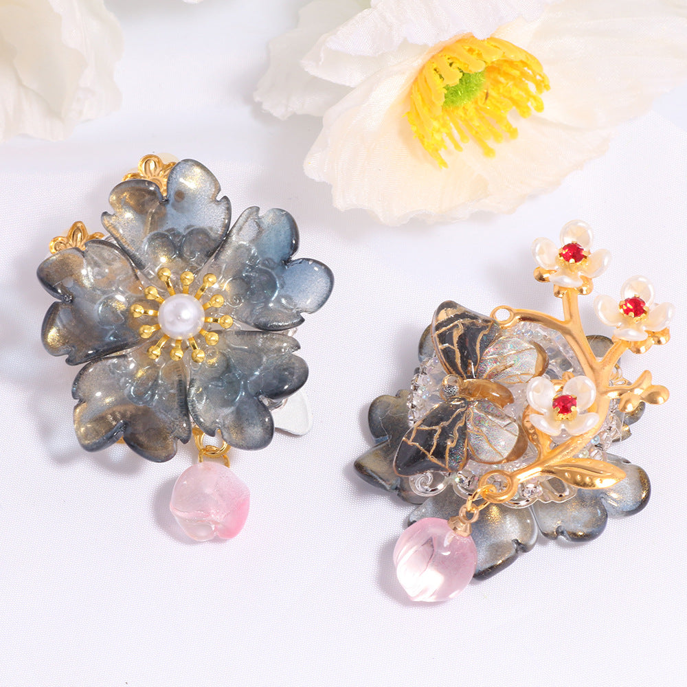 Pink Glass Flower Beads