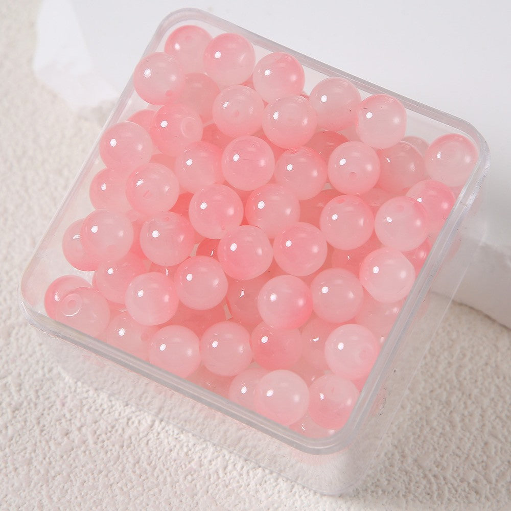 6mm Two-tone Glass Beads Imitation Jade Baking Lacquer Glass Beads