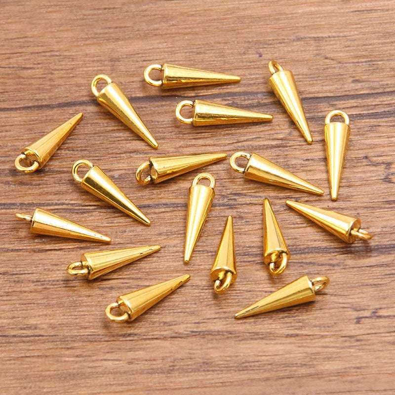 5 Colors 4*15mm DIY Zinc Alloy Accessories Smooth Cone Pendant Charm Keychain Bag Bracelet Accessories