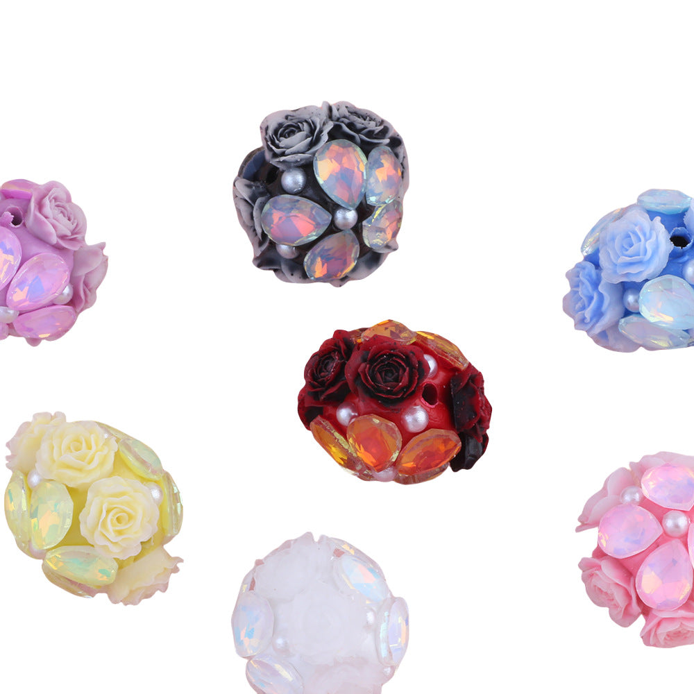 Rose Zircon Water Drop Five Petal Flower Diamond Ball