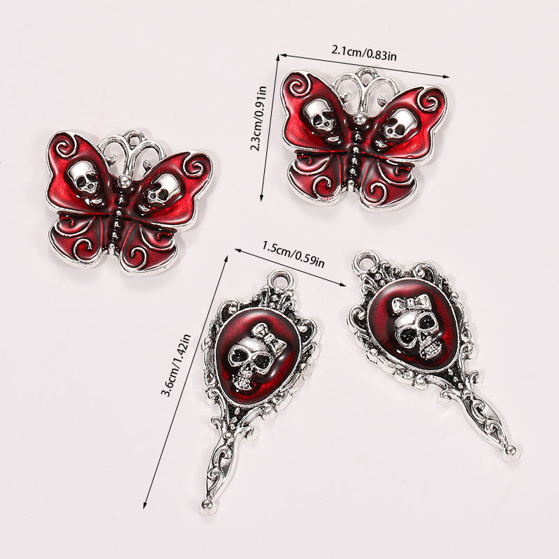 10 Pcs Zinc Alloy Dark Gothic Magic Mirror Skull Pendant