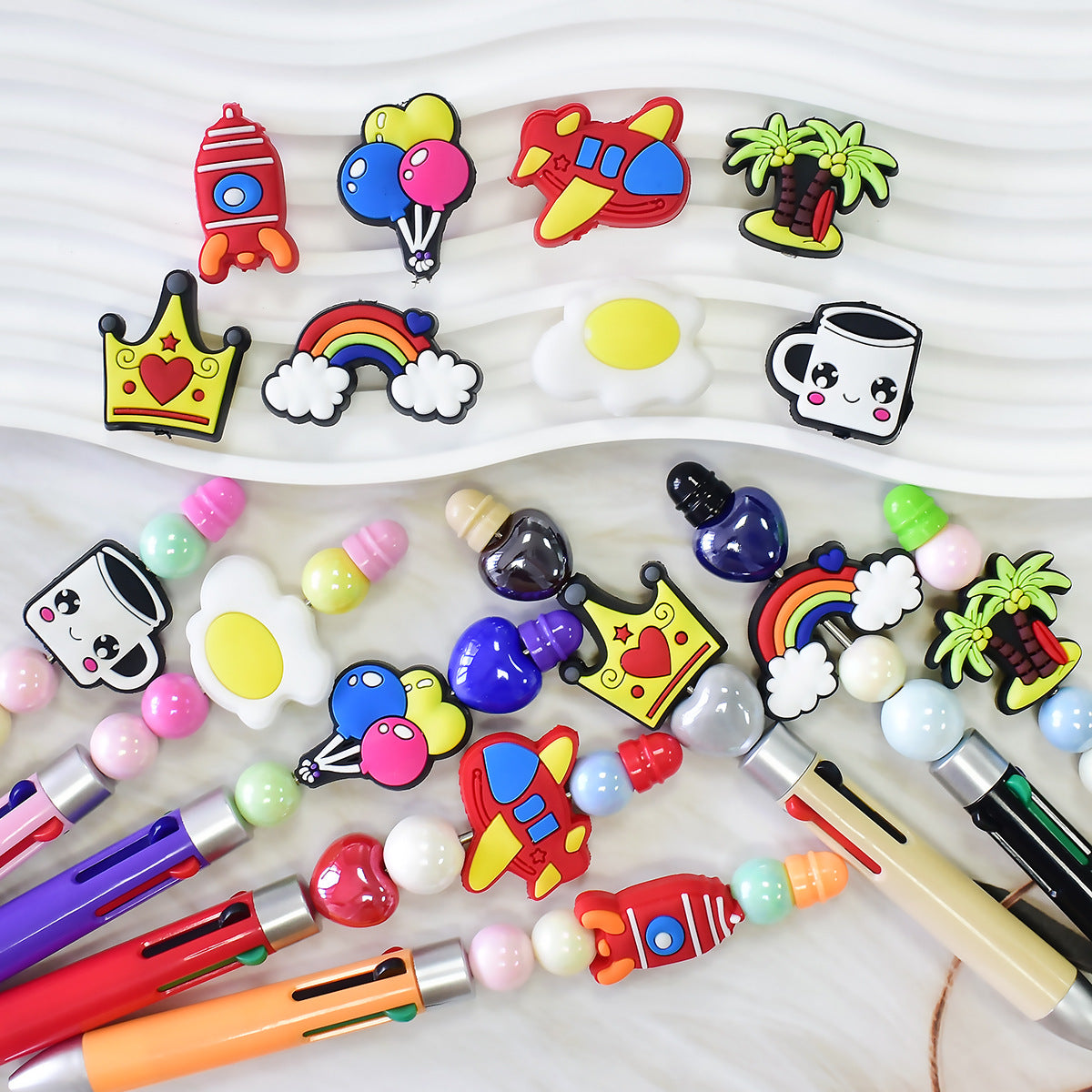 Egg Coconut Tree Rainbow Silicone Focus Beads Silicone Focus Beads