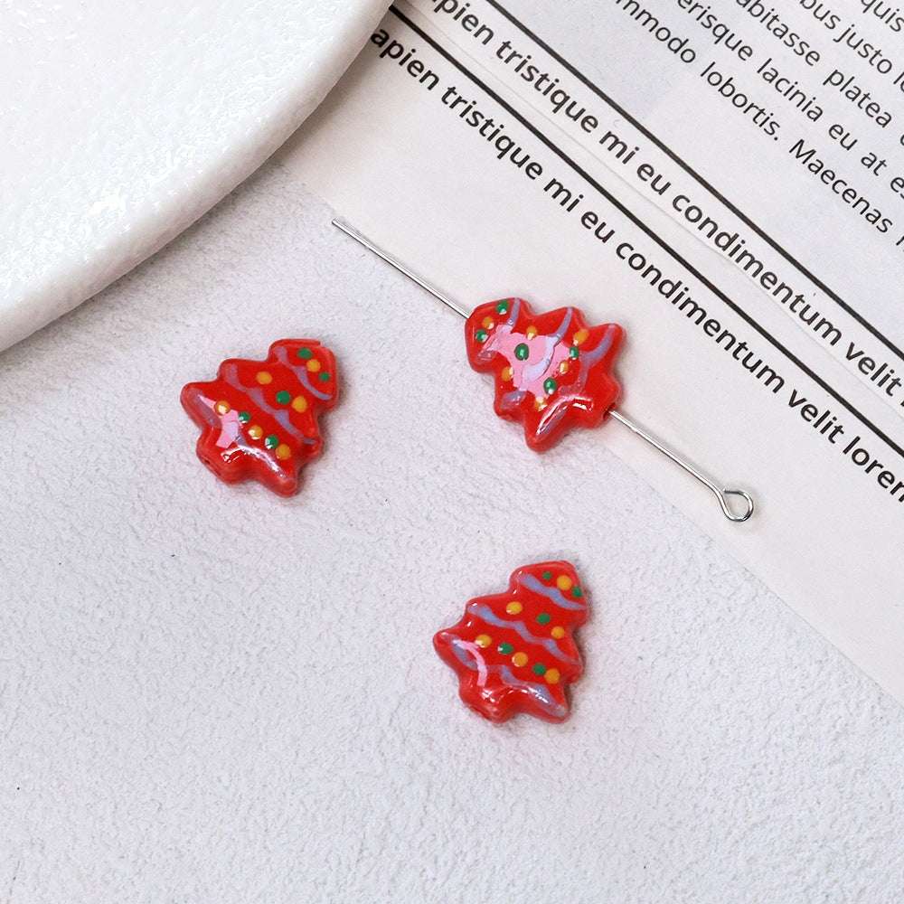 Summer Cute Hand-Painted Ceramic Beads Cartoon Christmas Tree