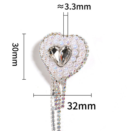 Heart-shaped Drill Ball Pearl Rhinestone Through-hole Beads