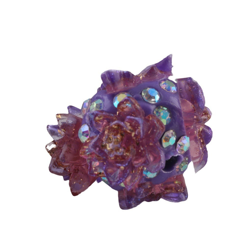 Flower Beads Flower Beads Inlaid with Diamonds Purple Butterfly Flower Soft Clay Beads