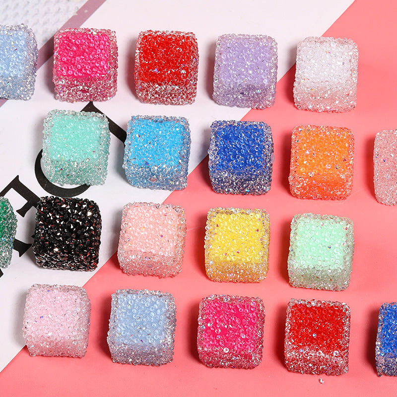 Candy Color Rhinestone Soft Sugar Square Beads