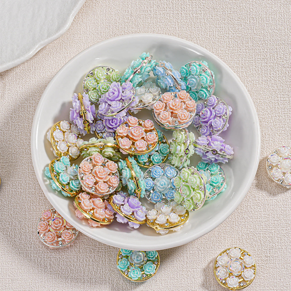 Round Double-Sided Resin Beads Gold and Silver Beads